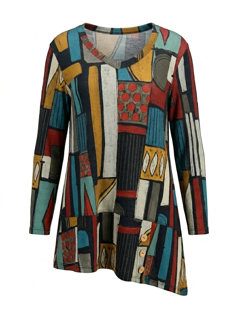 Block Print Geometric Tunic — photo 3