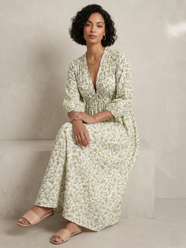 Botanical Vine Smocked Maxi Dress — photo 3
