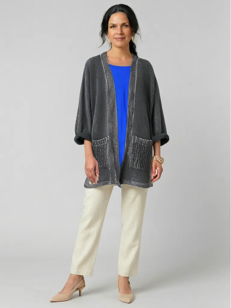 Mineral Wash Open Cardigan