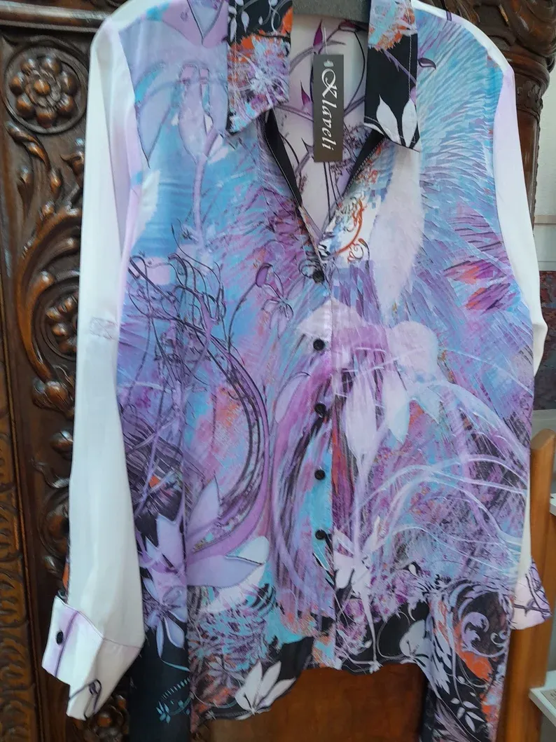 Georgette Handkerchief Hem Blouse | Klaveli Designer, Made In Usa