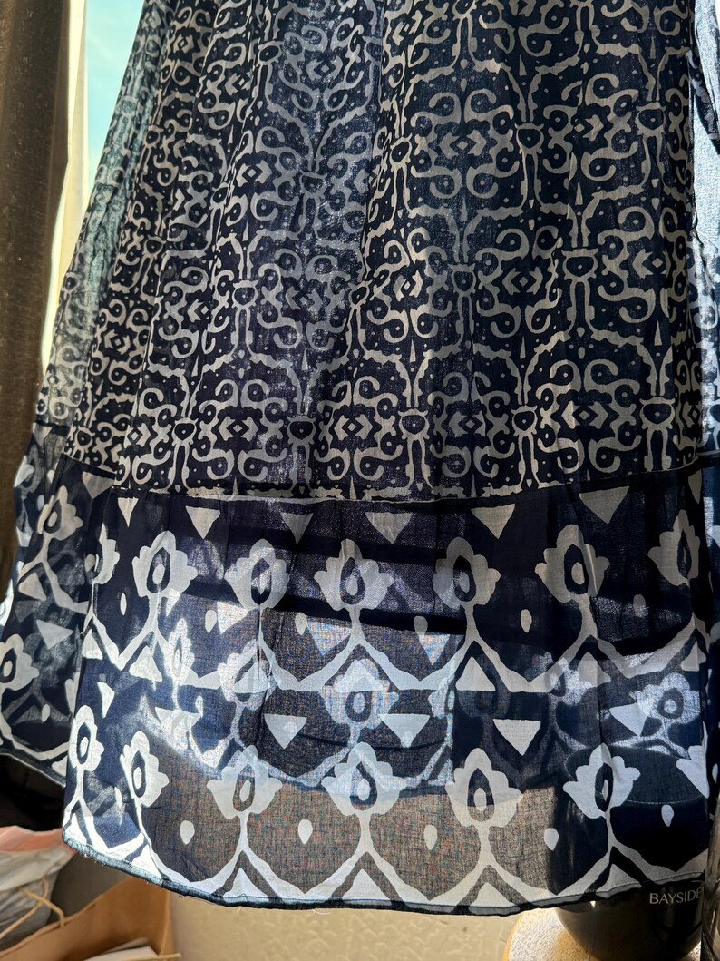 Dolma's Skye Dress Lined In A Blue Geometric Cotton | Boho Tunic Breezy Cruisewear Travel — photo 2