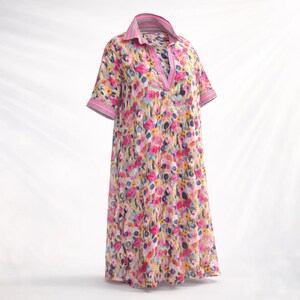 Dolma's Multicolor Floral Cotton Caftan Dress Boho Tunic Resort Coverup — photo 6