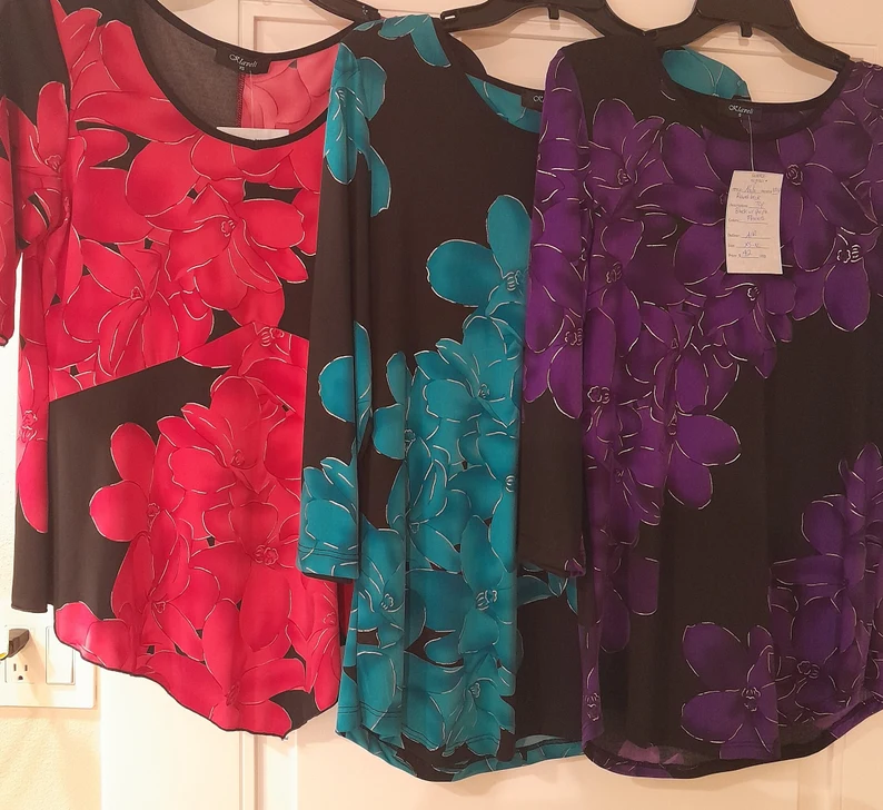 Floral Chiffon Blouse: Klaveli Boat Neck Top — photo 5