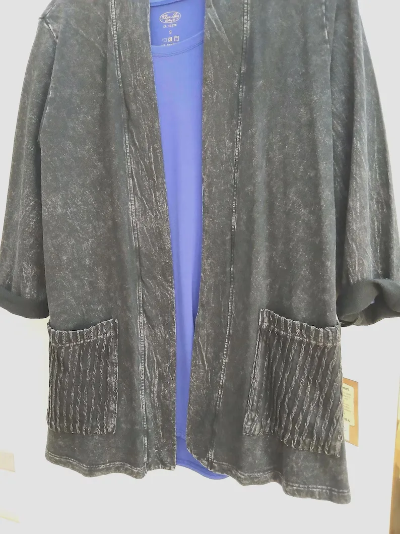 Cotton Fleece Open Cardigan: Contrast Patch Pockets, Casual Layer