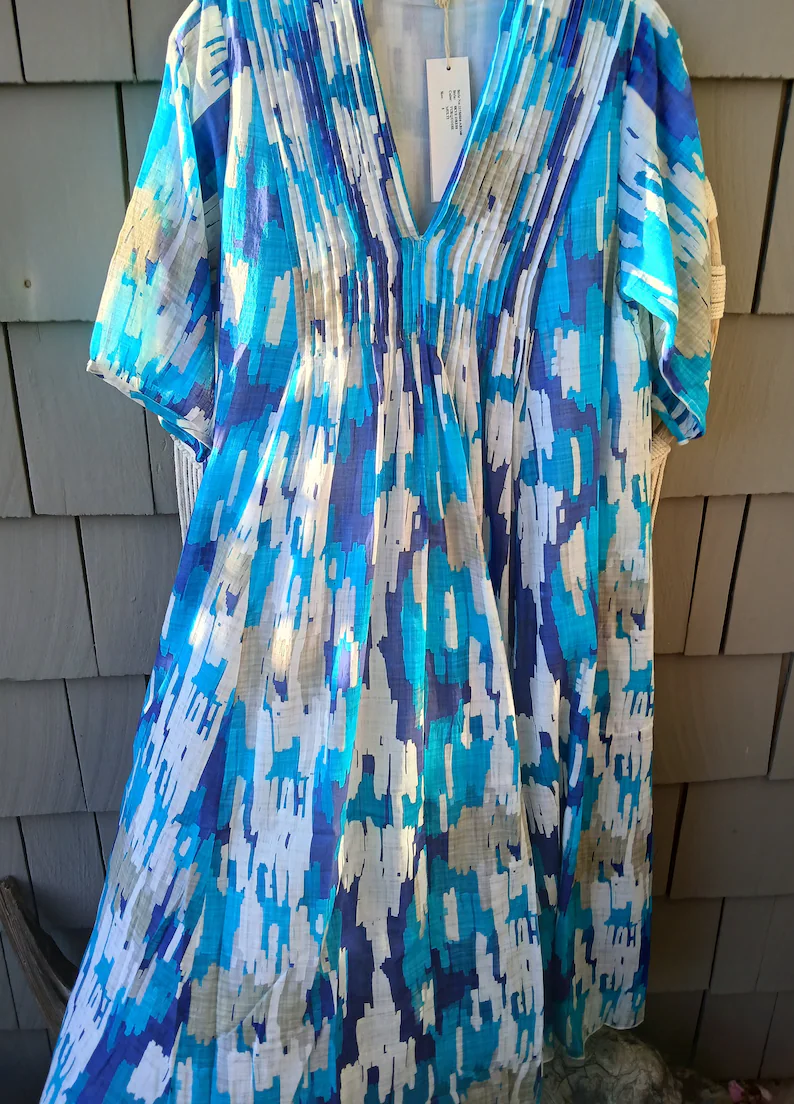 Sky Dress New Print Feather Light Cotton Gauze | Breezy Travel Style For Hot Climate. — photo 4