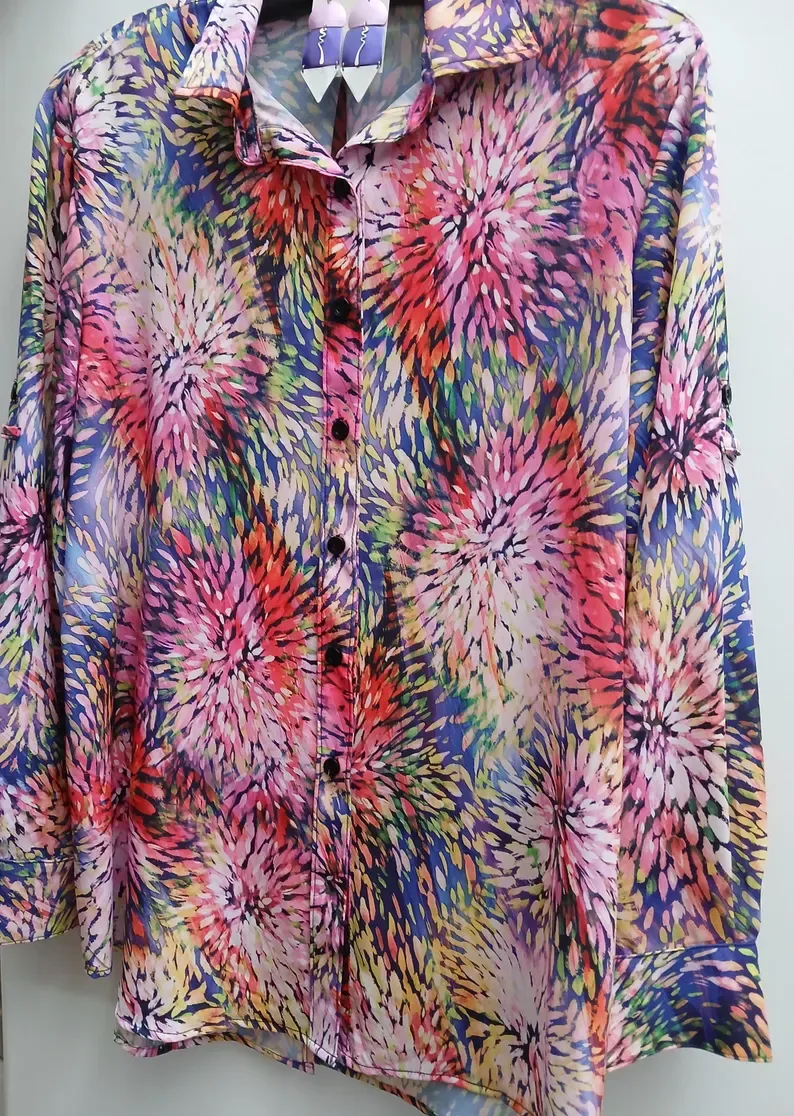 Fireworks Print Vibrant Colors | Luxurious Fabric Exclusively For Vic's Boutique