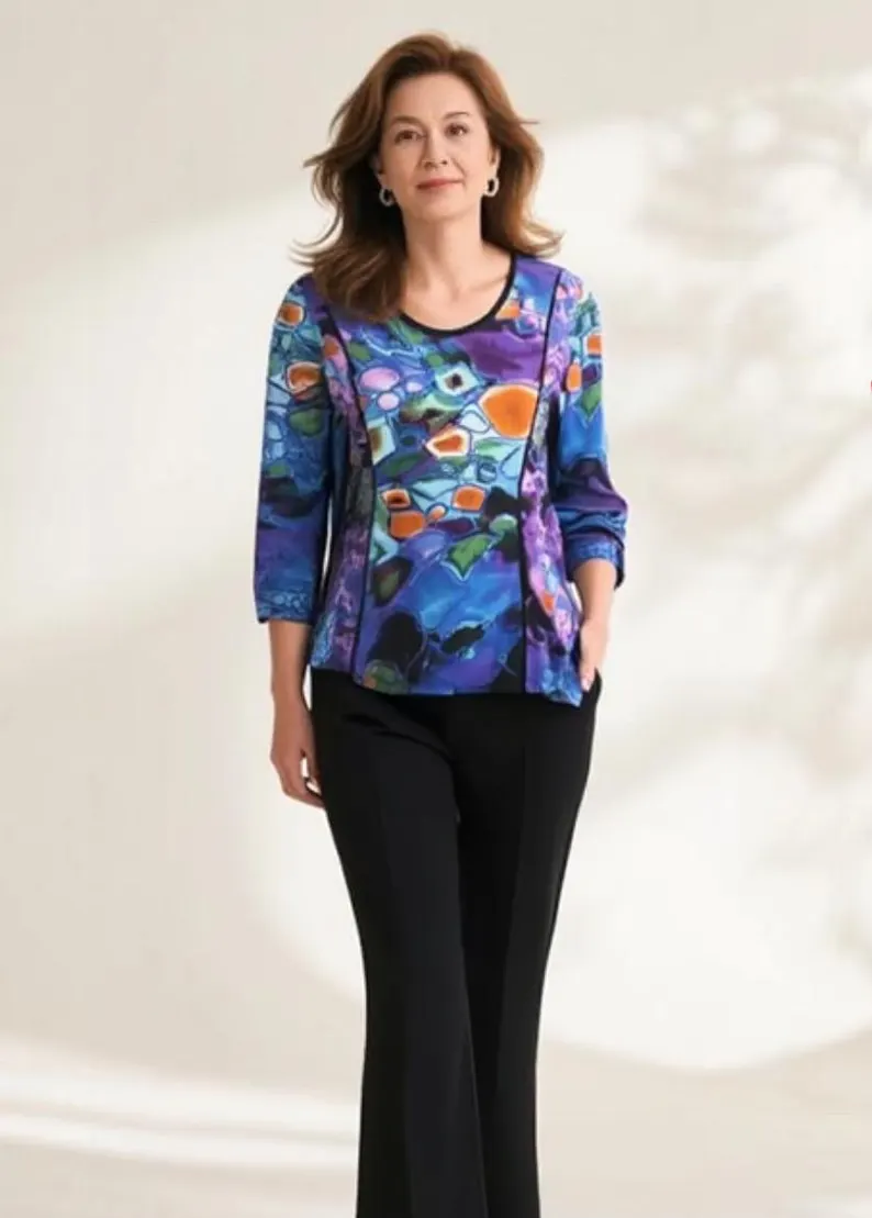 Abalone Print Blouse, Italian Designer Tailored Top — photo 3