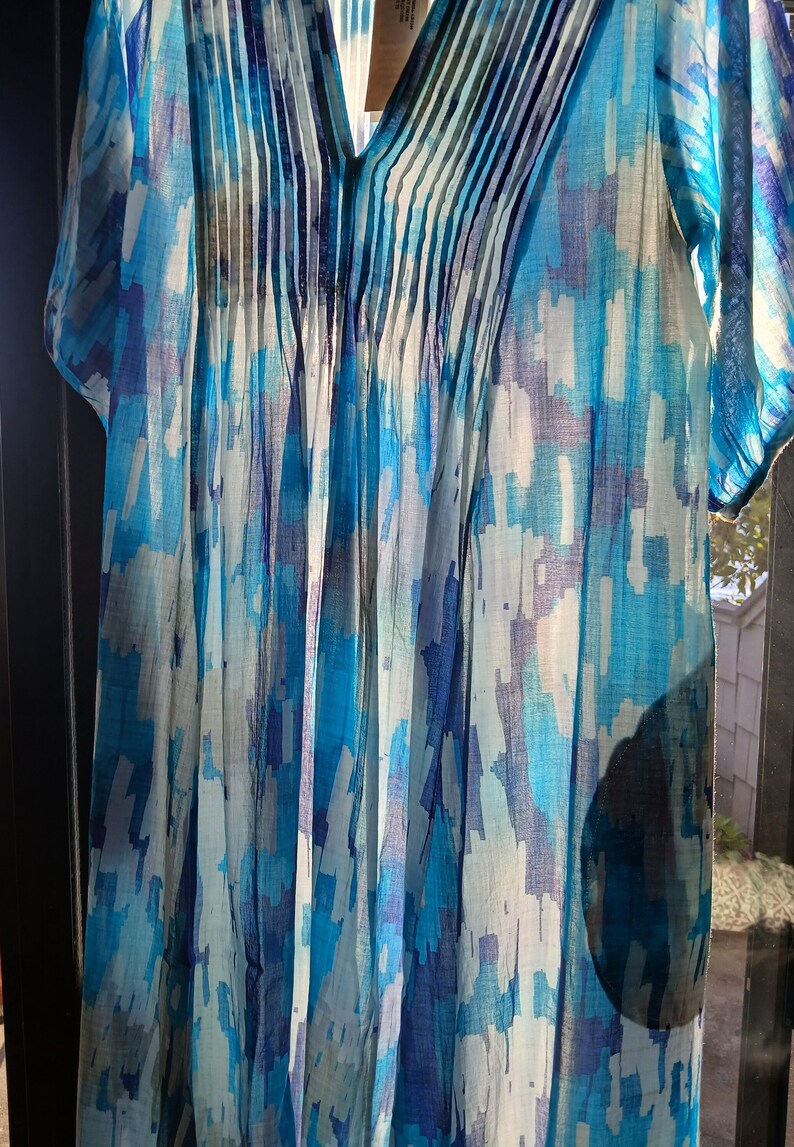 Sky Dress New Print Feather Light Cotton Gauze | Breezy Travel Style For Hot Climate.