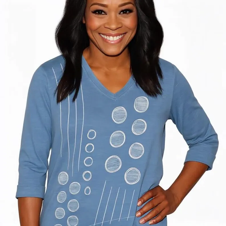 The Dot N Line Tulip Hem Cotton Top: V-Neck Mineral Wash, Usa Made — photo 2