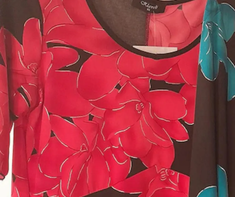 Floral Chiffon Blouse: Klaveli Boat Neck Top — photo 6