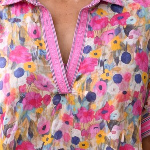 Dolma's Multicolor Floral Cotton Caftan Dress Boho Tunic Resort Coverup — photo 4