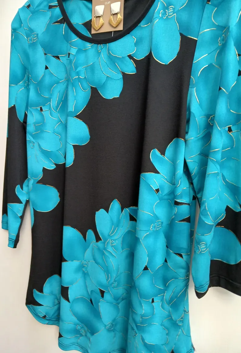 Floral Chiffon Blouse: Klaveli Boat Neck Top — photo 3