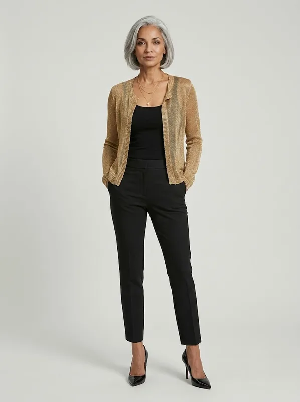 Gold Shimmer Open Front Cardigan — photo 2