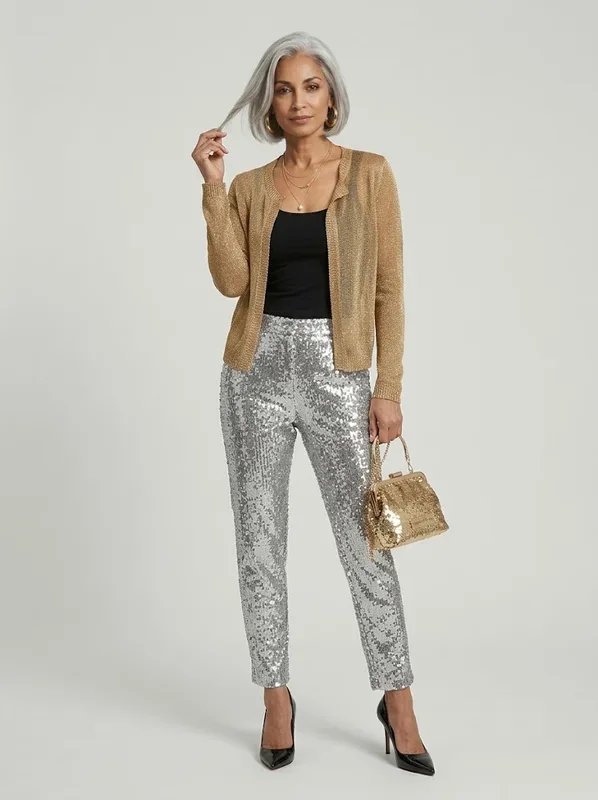 Gold Shimmer Open Front Cardigan — photo 5