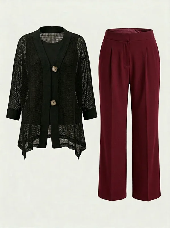 Black Mesh Button Coverup — photo 4