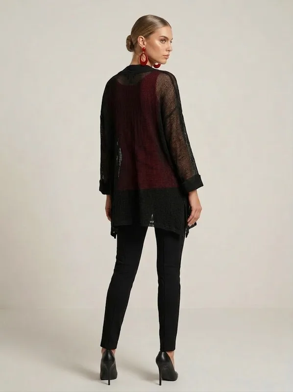 Black Mesh Button Coverup — photo 5