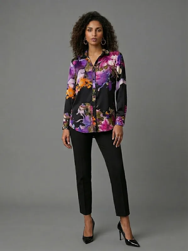 Painterly Bloom Button Tunic