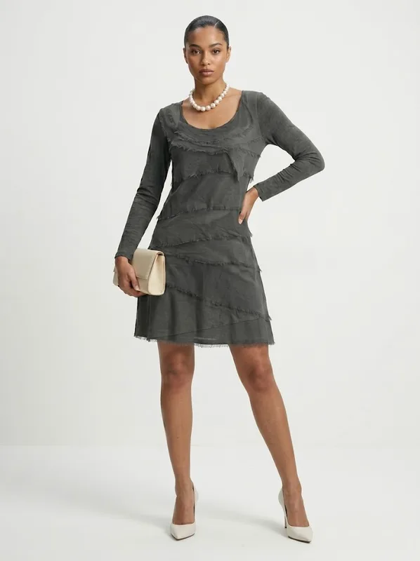 Slate Tiered Silky Fringe Dress — photo 3