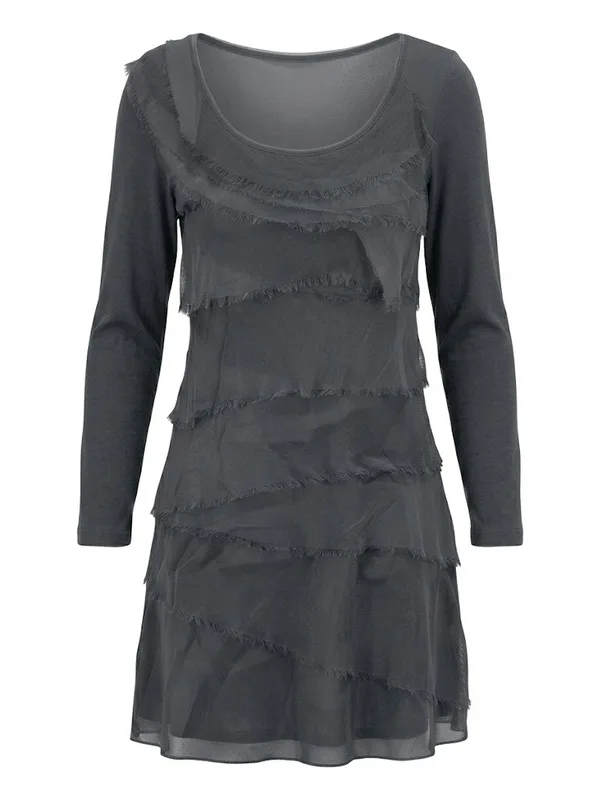 Slate Tiered Silky Fringe Dress — photo 5