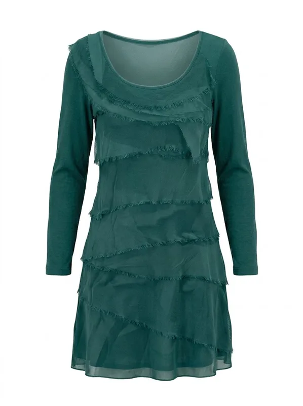 Jade Tiered Silky Fringe Dress — photo 4