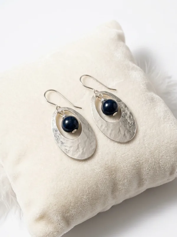 Marjorie Baer Hammered Oval Bead Earrings