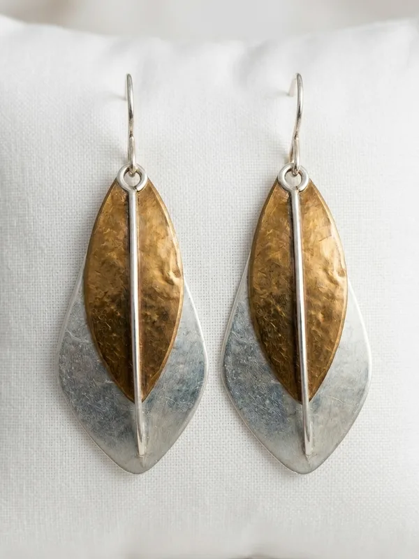 Marjorie Baer Layered Leaf Drop Earrings