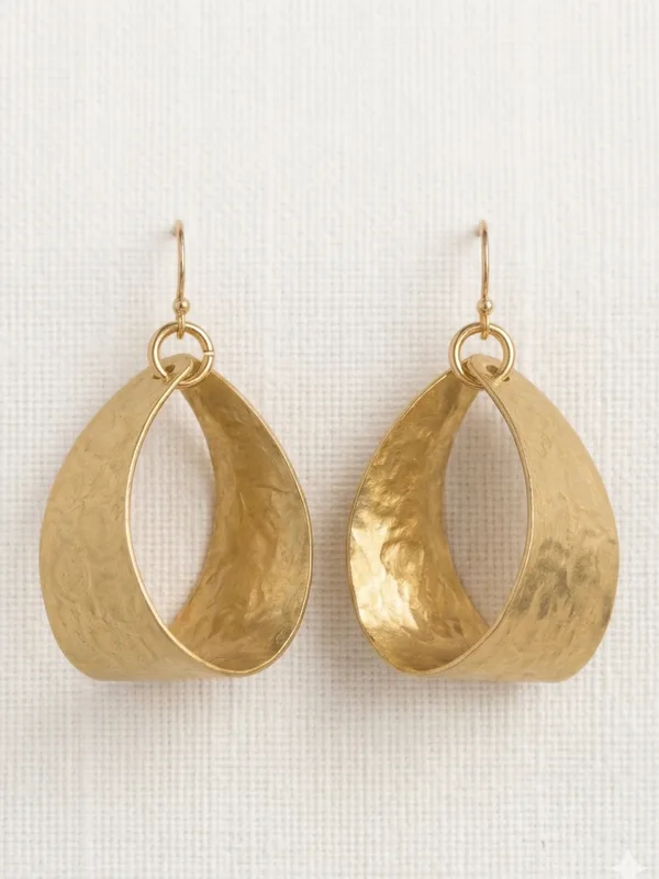 Marjorie Baer Hammered Open Teardrop Earrings