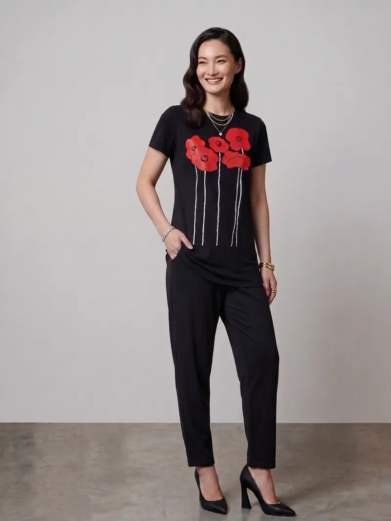 Poppy Round Neck Tee