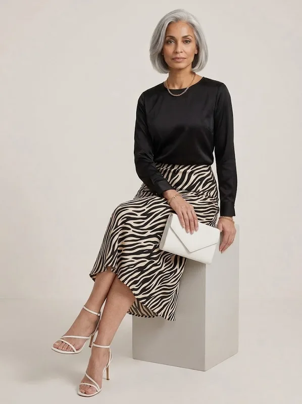 Zebra Print Silky Slip Skirt — photo 2