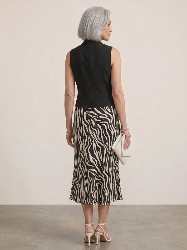 Zebra Print Silky Slip Skirt — photo 3