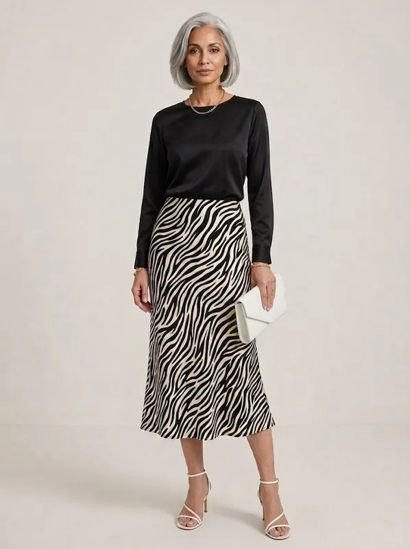 Zebra Print Silky Slip Skirt — photo 5