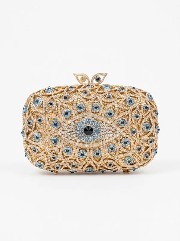Mystic Eye Crystal Clutch | Gold Evil Eye Evening Bag