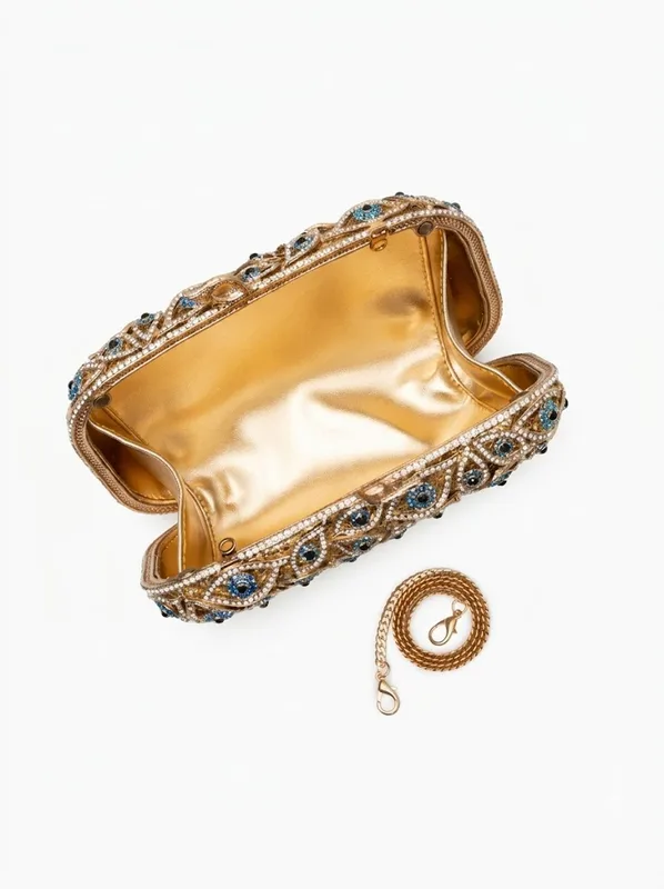 Mystic Eye Crystal Clutch | Gold Evil Eye Evening Bag — photo 5