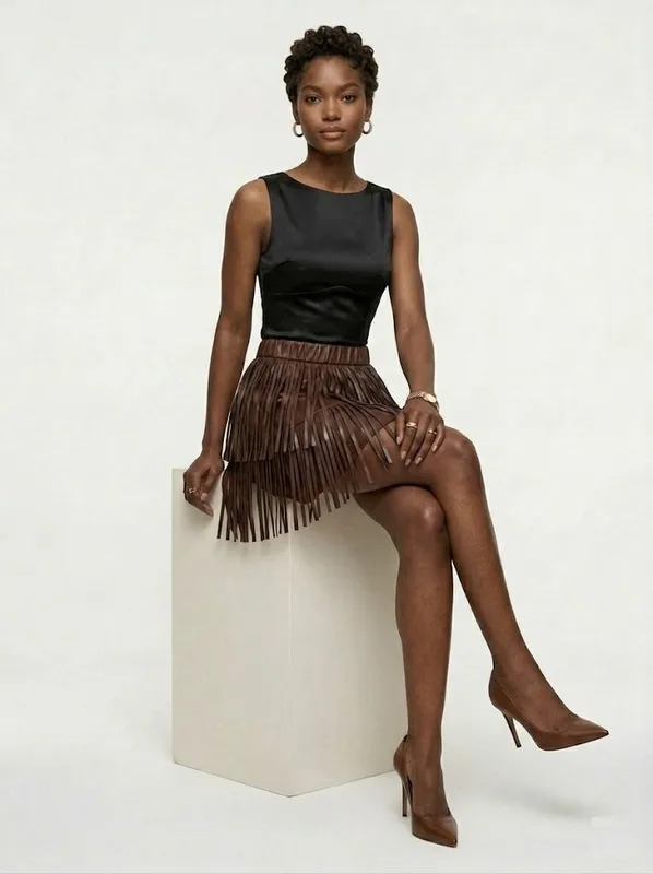 Shaker Fringe Mini Skirt — photo 2