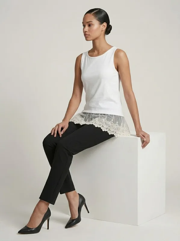 Ivory Lace Hem Shell Top — photo 2