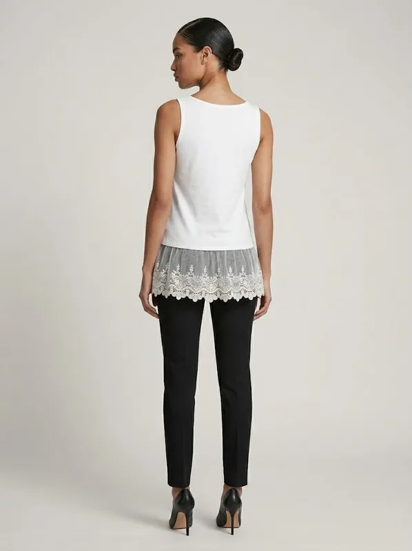 Ivory Lace Hem Shell Top — photo 4