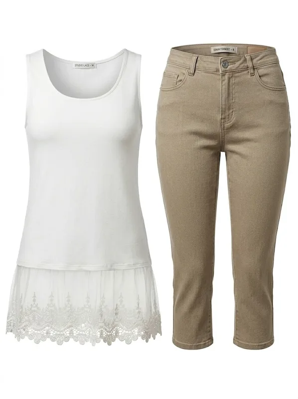 Ivory Lace Hem Shell Top — photo 6