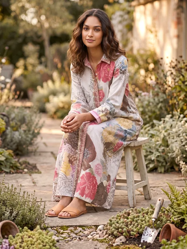 Peony Paisley Shirt Dress — photo 3