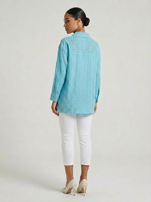 Turquoise Blue in 100% Cotton Blouse — photo 4