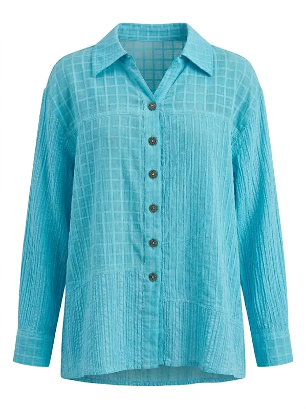 Turquoise Blue in 100% Cotton Blouse — photo 5