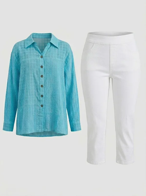 Turquoise Blue in 100% Cotton Blouse — photo 6