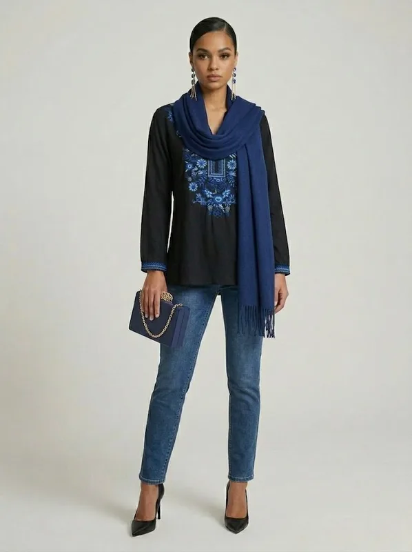 Black Indigo Embroidered Tunic — photo 3