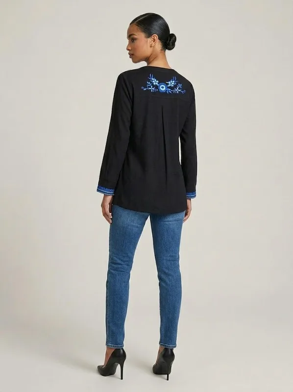 Black Indigo Embroidered Tunic — photo 4