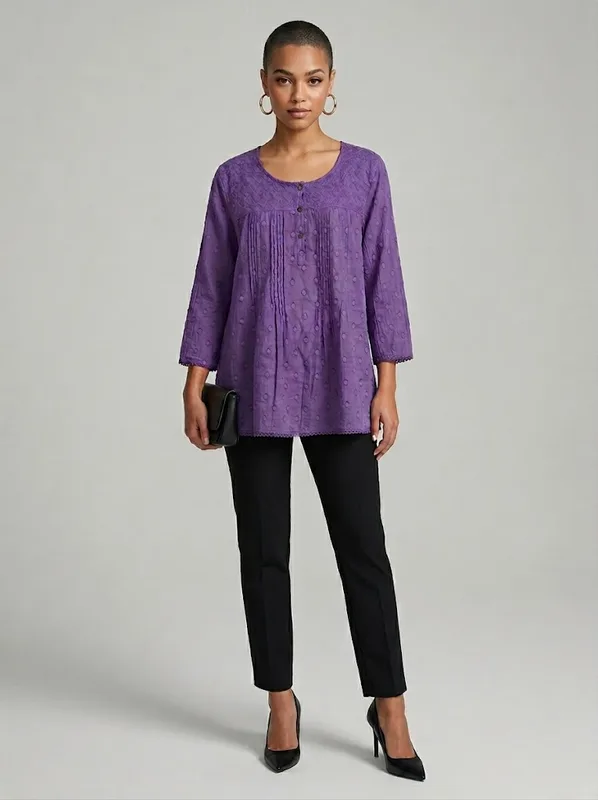 Amethyst Eyelet Pintuck Tunic