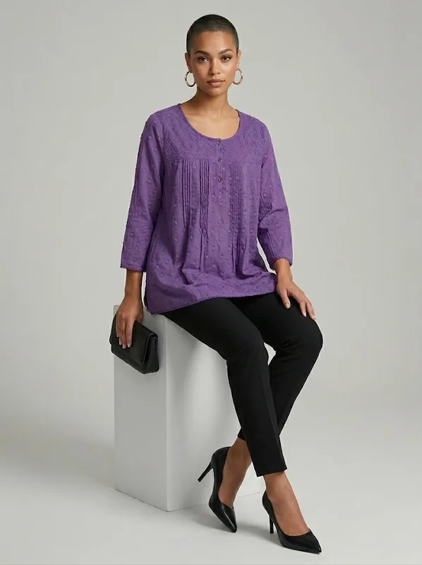 Amethyst Eyelet Pintuck Tunic — photo 2