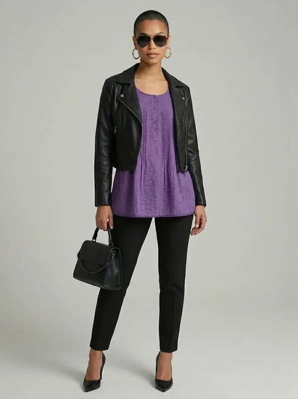 Amethyst Eyelet Pintuck Tunic — photo 3