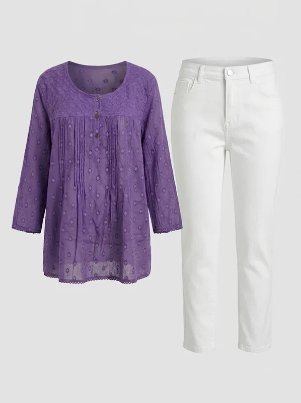 Amethyst Eyelet Pintuck Tunic — photo 6
