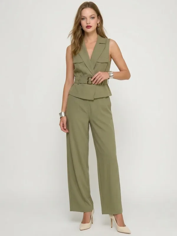 Sage Belted Vest & Wide-Leg Set — photo 2