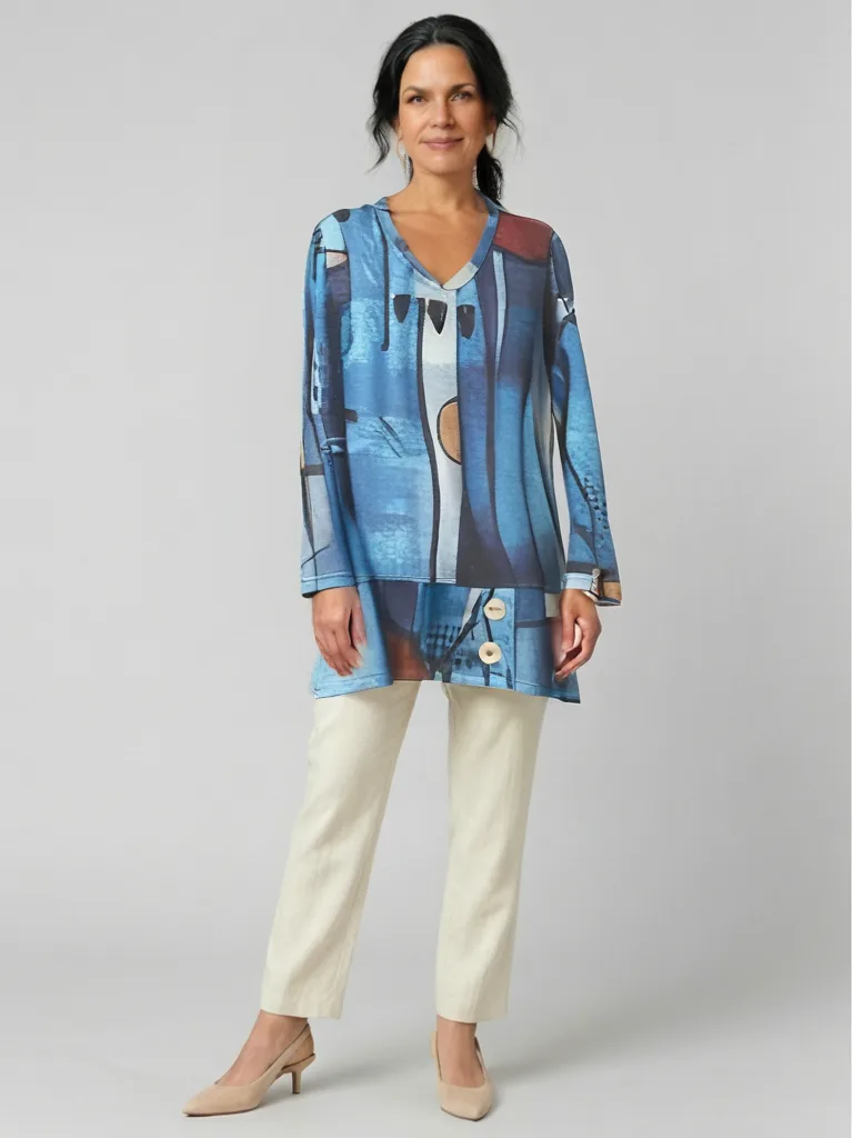 Sapphire Abstract Art Tunic