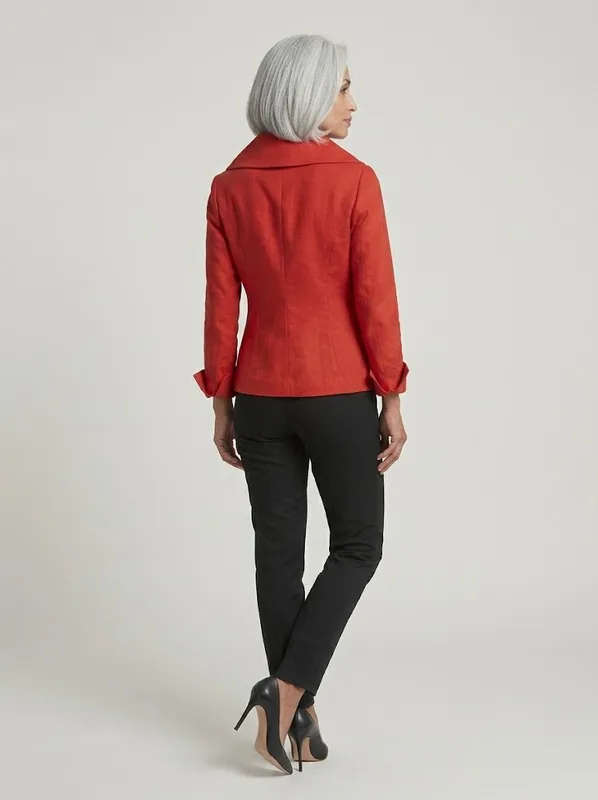 Scarlet Shawl Collar Jacket | Red Peplum Statement Jacket — photo 5